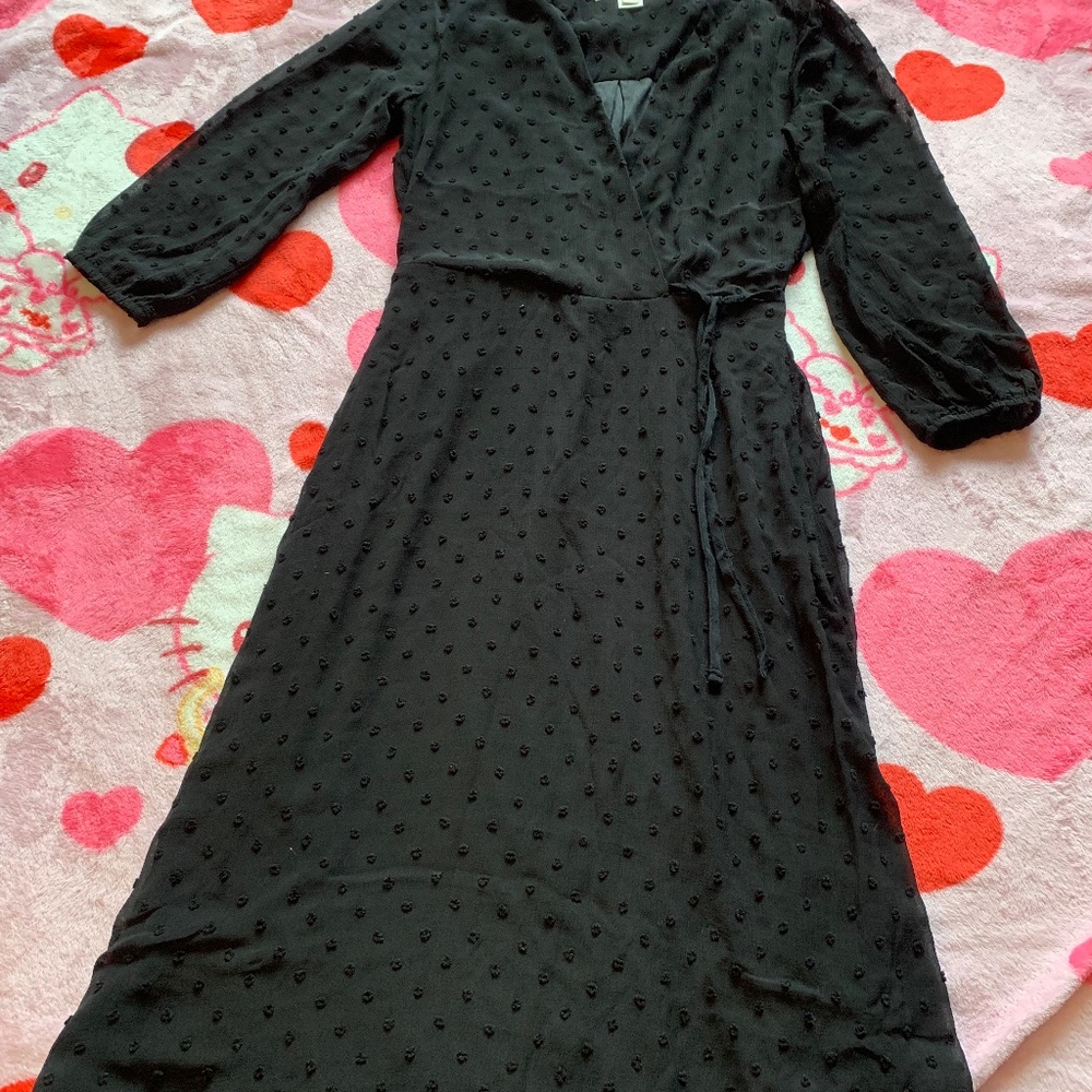 Classic black faux wrap dress
